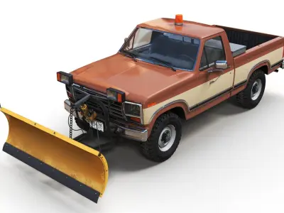 Snow plow pickup truck Low-poly 3D model