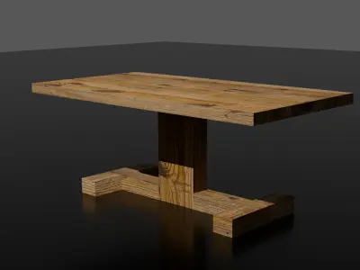 Rustic wooden table low poly Free low-poly 3D model