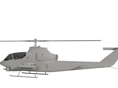 AH1G Helicopter With Cockpit Game model  Low-poly 3D model