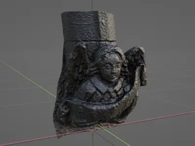 Stone Angel Statue - Church Doorway Ornament Photo-Scan Low-poly 3D model