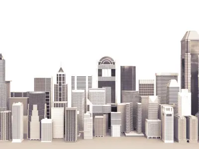 A collection of one hundred high-detailed skyscrapers 3D model