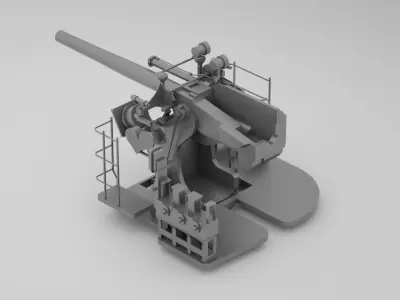 5 inch - 127mm 25 Mk19 Single Naval Gun 3D model