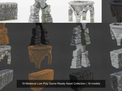 19 Medieval Low-Poly Game-Ready Asset Collection 