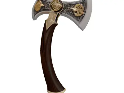 Exquisite Fantasy Double Axe Weapon 3D model