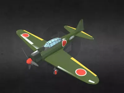 Mitsubishi A6M Zero Low-poly 3D model