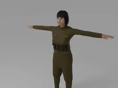 WWI Soldier Woman Low-poly 3D model