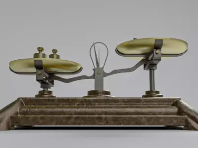 Vintage Weighing Scale with Weights 3D model