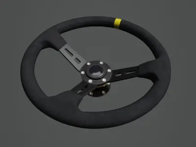Steering Wheel 01 - Variation B - Black Stiches Low-poly 3D model