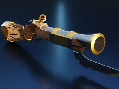 Stylized Dwarf Gun 3D model Low-poly 3D model