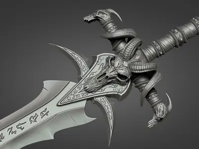 Lich King - Frostmourne v2 - blade support files 3D print model