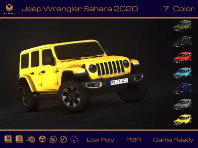 Jeep Wrangler Sahara 2020 Low-poly 3D model