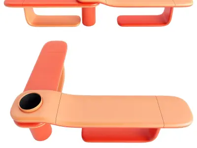 Outdoor bench in a modern style with a flower bed or urn Low-poly 3D model