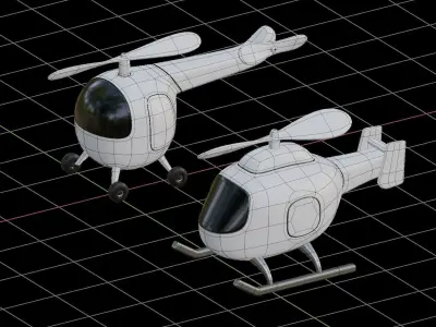 Helicopter 3D model pack  Low-poly 3D model