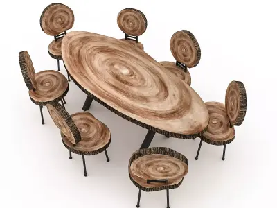Wooden Garden Furniture 05 Low-poly 3D model