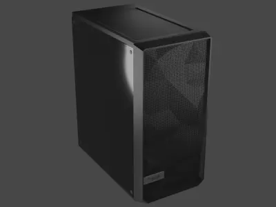 Fractal PC ATX case PBR with glass Low-poly 3D model