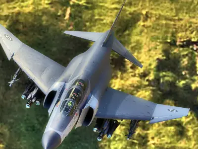 F4 Phantom 2  Grey-with Cockpit-Fully Rigged-High Resolution Low-poly 3D model