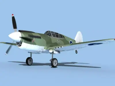 Curtiss P-40F Tomahawk V08 RAAF 3D model