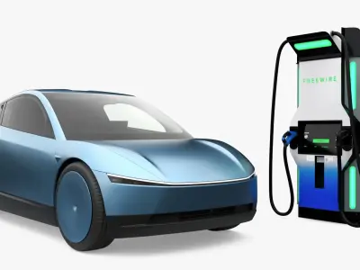 Electric Coupe Car with Freewire Ultrafast Charging Station 3D model