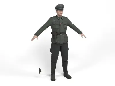 German Officer Low-poly 3D model