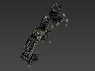 Ancient columns with arch ruins Low-poly 3D model