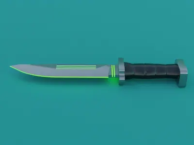 SCI-FI knife 3D model green Low-poly 3D model