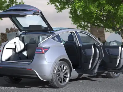 Tesla Model Y Silver Rigged for Maya 3D model