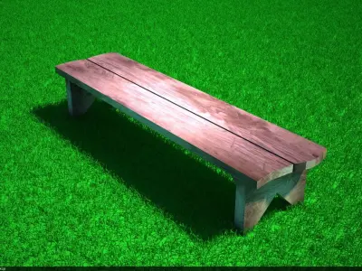 bench wooden on grass 3D model