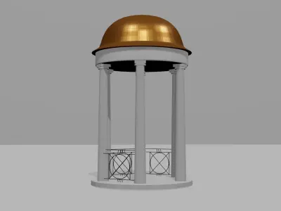 rotunda clock tower with golden dome 3D model