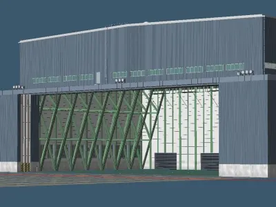 JASDF Large Aircraft Hanger and Control tower Low-poly 3D model