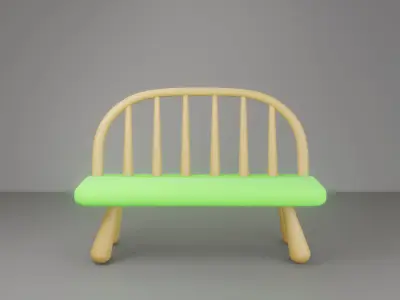3D green bench 3D model