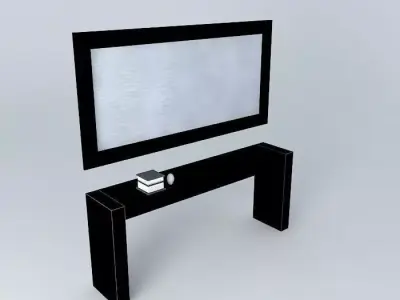 Sideboard with mirror Black Free 3D model