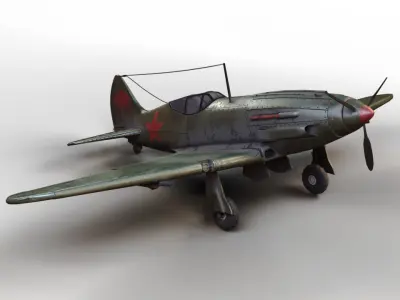 MiG-3 soviet fighter plane Low-poly 3D model