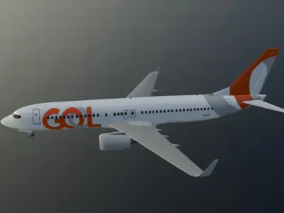Gol Linhas Aereas Boeing 737-800 low poly with cockpit Low-poly 3D model