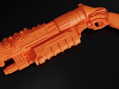 Old Sci-Fi Gun Low-poly 3D model