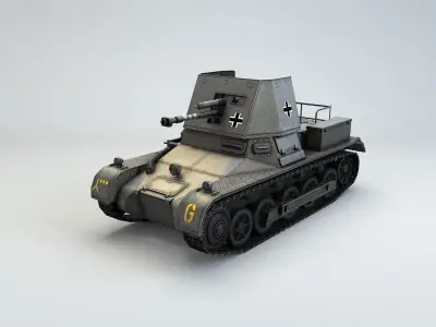 Low Poly SdKfz 101 PanzerJager I Tank Destroyer Low-poly 3D model