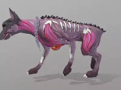 Hybrid Police Dog DoberMan Walk Cycle 3D model