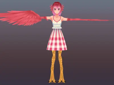 Monster Girl Harpy Low-poly 3D model