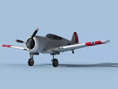 Curtiss H-75C Mohawk V17 Norway 3D model