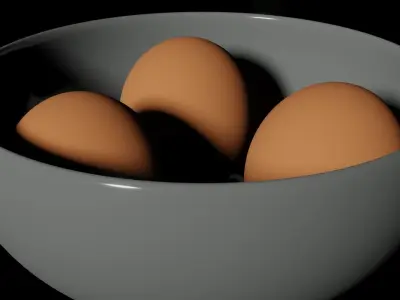 Eggs and bowl Free low-poly 3D model