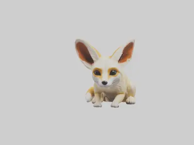 Fennec Fox hiding model Low-poly 3D model