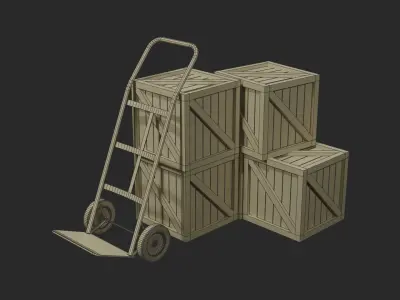 Pile of Boxes  Low-poly 3D model