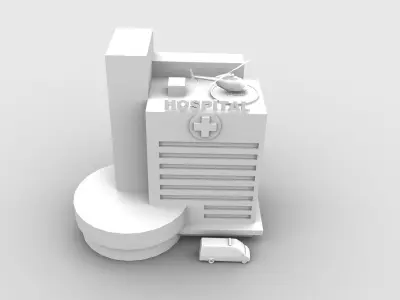 Hospital Building Low-poly 3D model