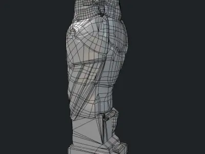 Owl Wood Statue Game Ready PBR Free low-poly 3D model