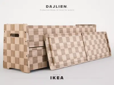 IKEA Dajlien Bamboo Gym Bench Stool Free 3D model