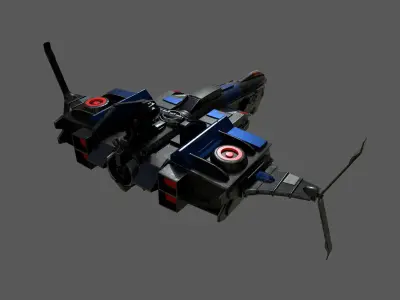 Spaceship transport Starship combat low poly space fantasy Low-poly 3D model