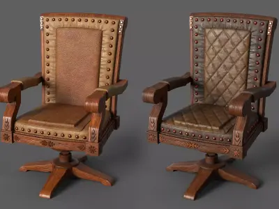 Classic Vintage Leather Luxury Chair 3D model