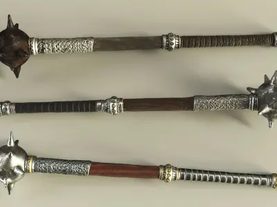 Morningstar sword with spikes Low-poly 3D model