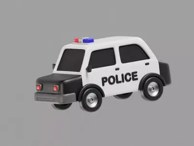 Police Car Cartoon Low-poly 3D model