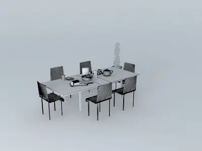 Dining table with breakfast Free 3D model