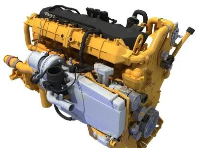Yellow Truck Engine Cat 3D model